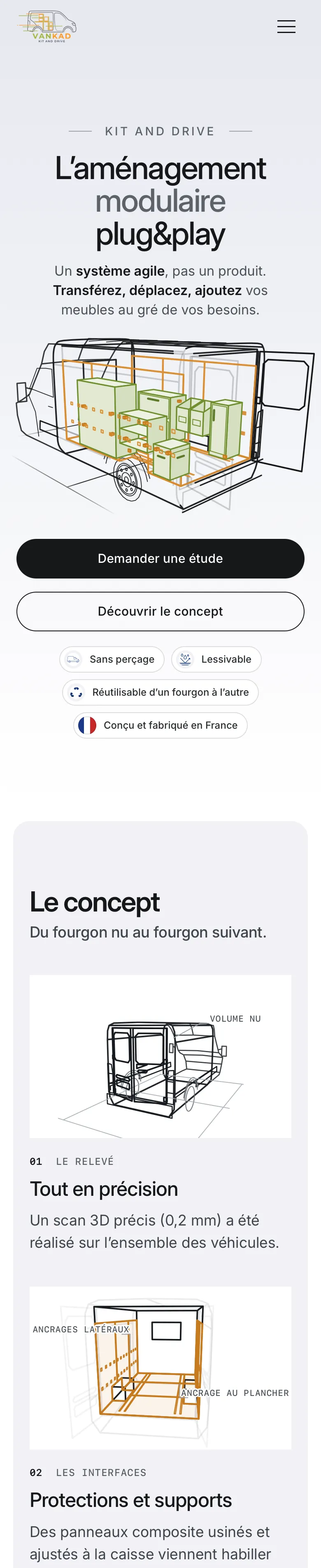 Site VanKAD, sur téléphone, page entière